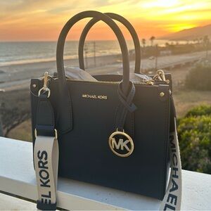 Michael Kors Navy Leather Satchel Bag NEW
